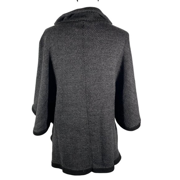 American South Side alpaca wool poncho herringbone charcoal gray OS neutral cozy - Picture 4 of 10